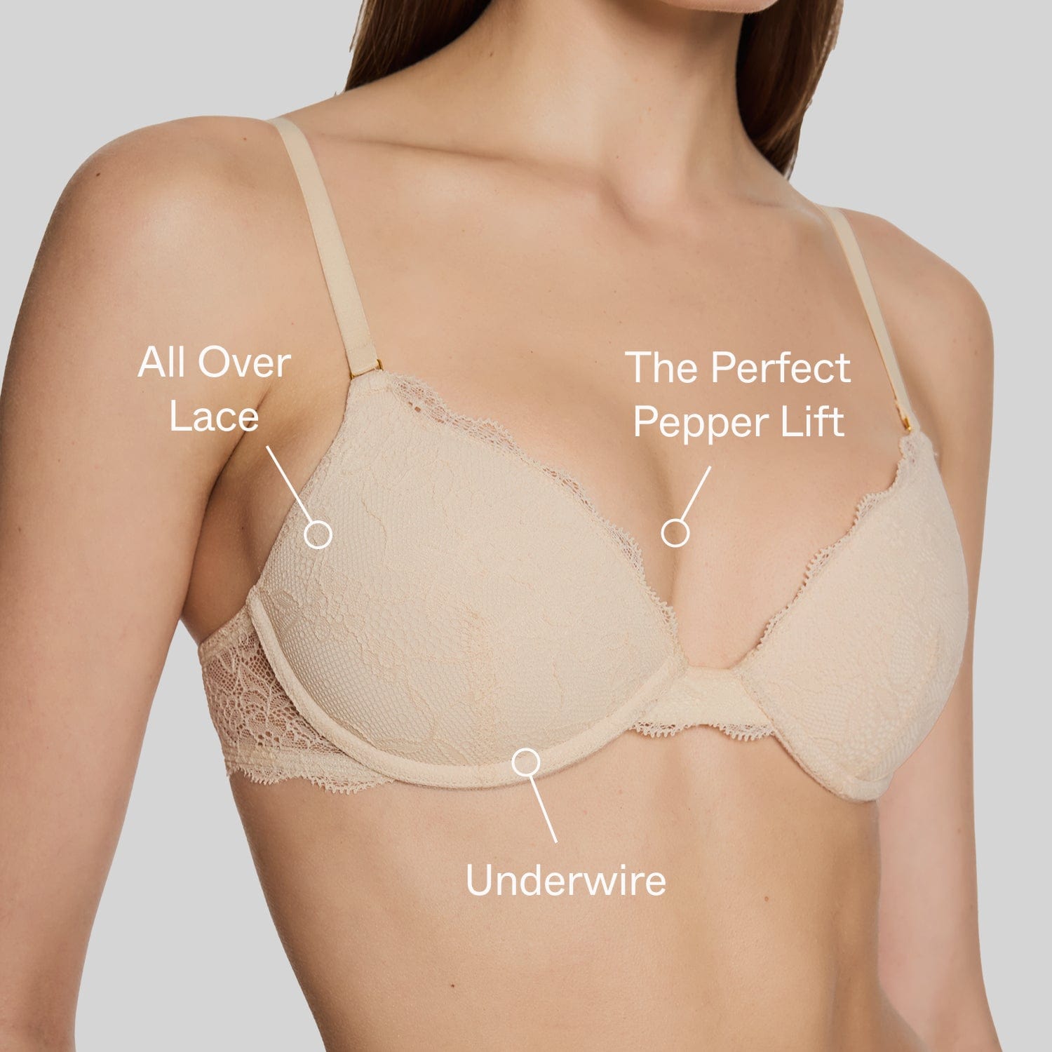 All Over Lace Lift Up Bra Black