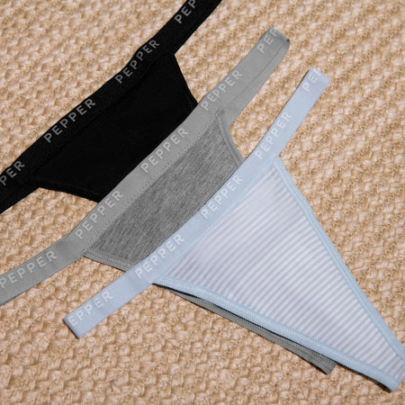 Supima® Cotton String Thong Powder Blue Stripe