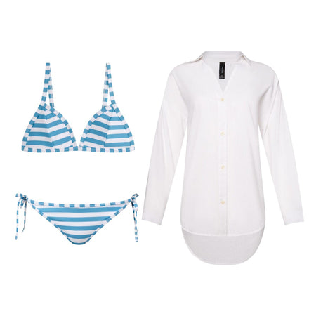 Triangle & String Bikini & Shirt 3-Piece Swim Bundle